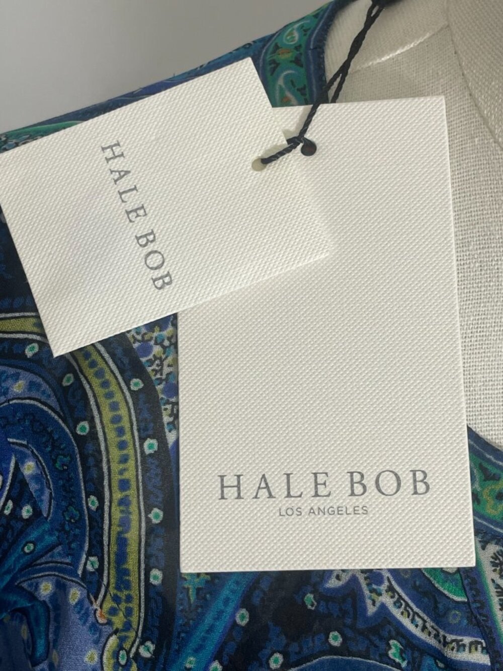 ✨ NWT Hale Bob Blu Silk Blend Paisley Ruffle V-Neck Mini Dress Size M ✨ - Picture 3 of 6
